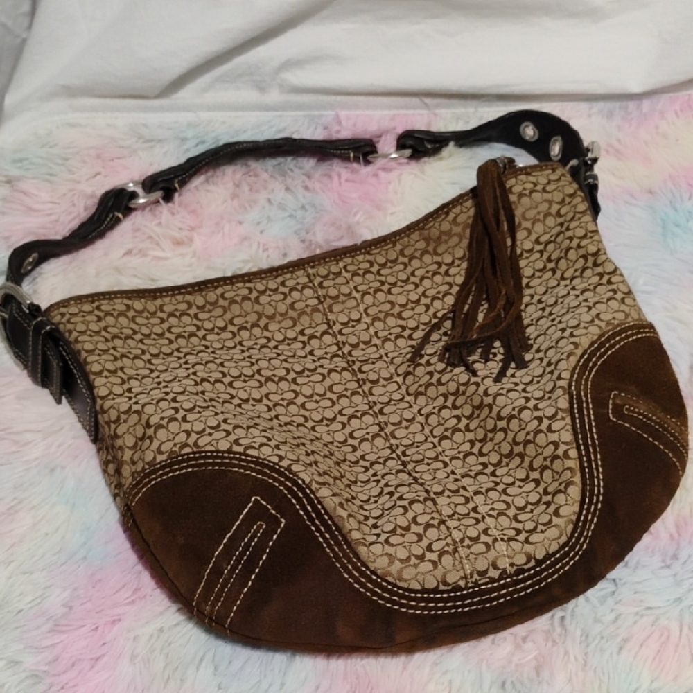 SALE! Authentic Coach Y2K Mini Signature C Shoulder Bag W Tassels - Picture 14 of 14